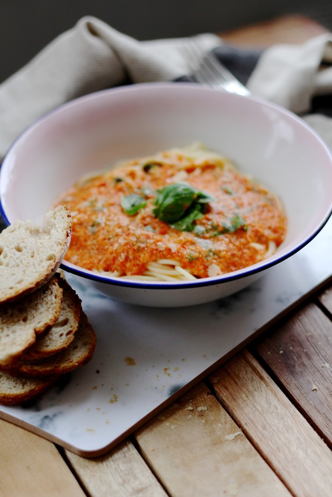 pasta met geroosterde paprika