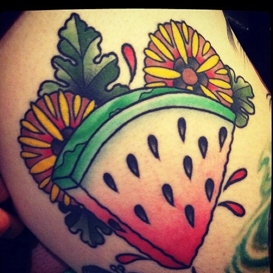 Watermelon tattoo by Thomas Kenney