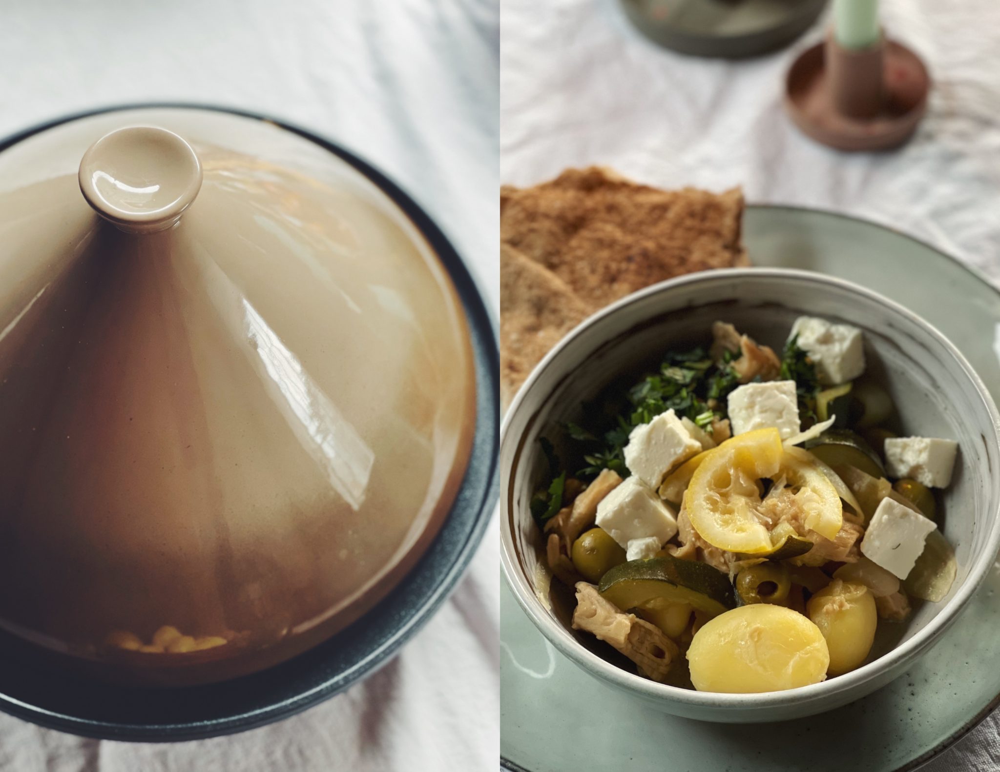 Tajine met vegan kip, groenten en citroen De Groene Meisjes